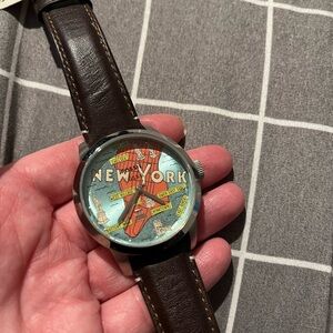 Fossil New York Dial Watch with Brown Leather Strap NWT
